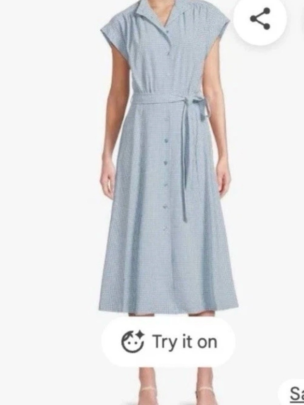 Calvin Klein Light Blue Button-Front Midi Shirtdress with Waist Tie Size 4